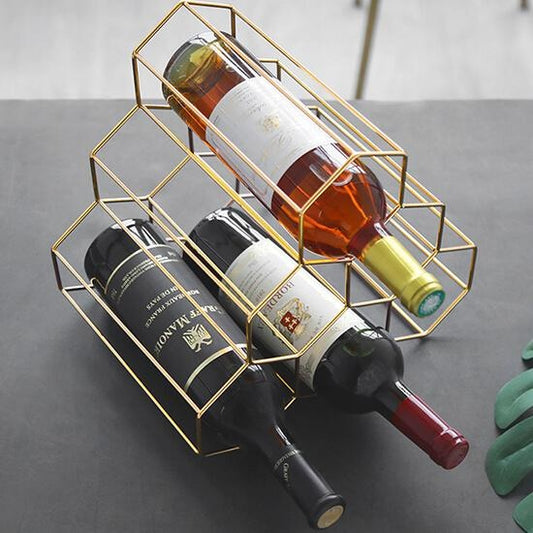 Creative Geometric Metal Bottle Rack - Stylish & Functional