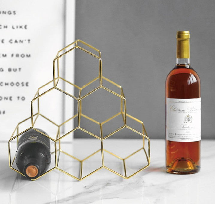 Creative Geometric Metal Bottle Rack - Stylish & Functional