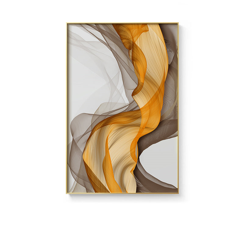 Abstract Yellow Grey Canvas Painting | Modern Wall Art