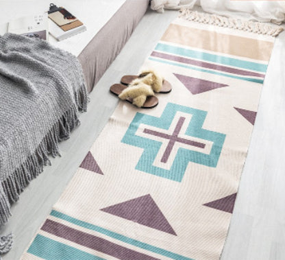 Hand Woven Cotton Linen Bohemian Rug