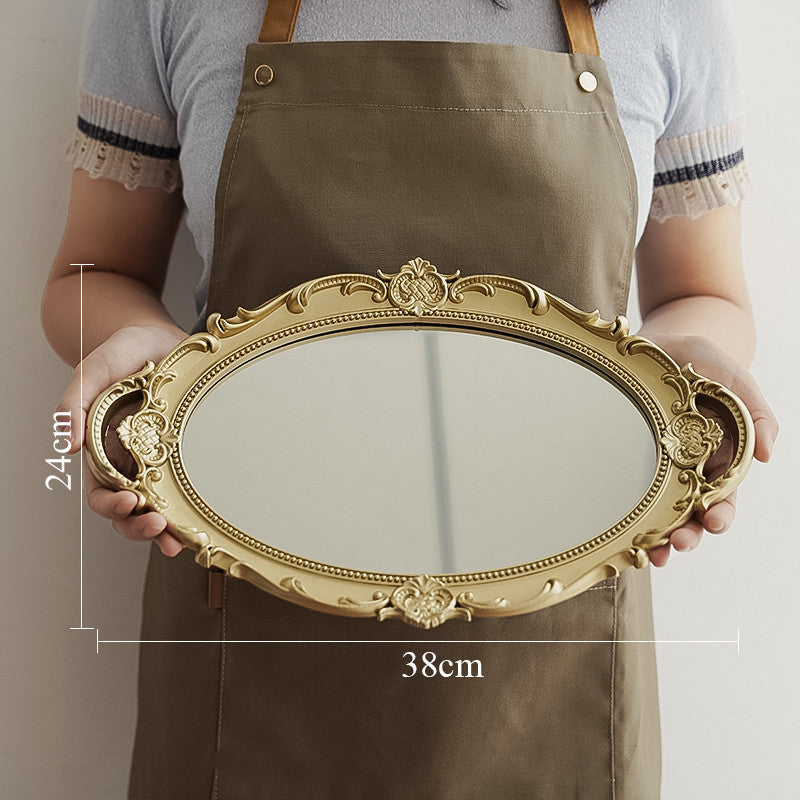 Gold & Silver Vintage Mirror Tray - Elegant & Charming Display