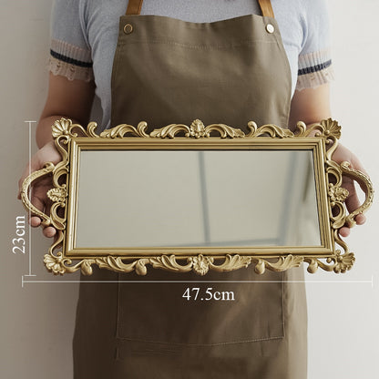 Gold & Silver Vintage Mirror Tray - Elegant & Charming Display