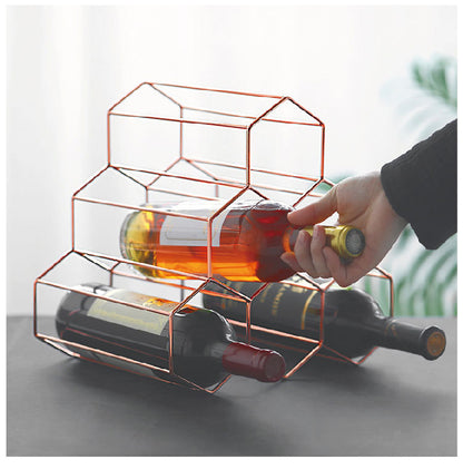 Creative Geometric Metal Bottle Rack - Stylish & Functional