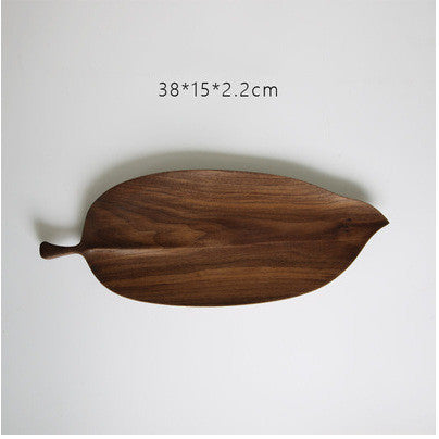 Handmade Solid Wood Dim Sum Snack Fruit Leaf Tray