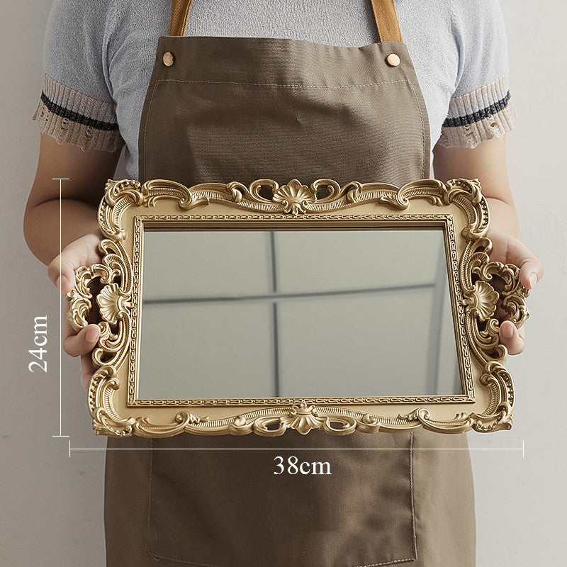 Gold & Silver Vintage Mirror Tray - Elegant & Charming Display