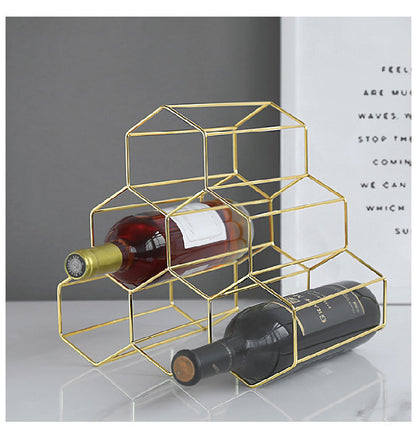 Creative Geometric Metal Bottle Rack - Stylish & Functional