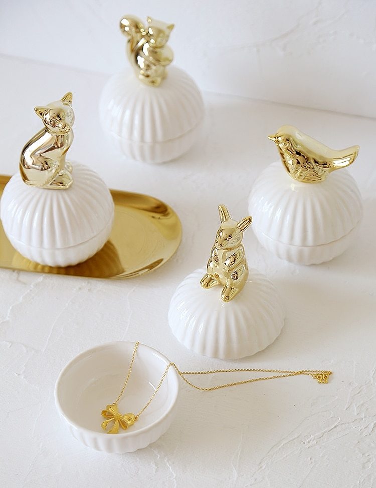 Animal Figurine Jewellery Box | Squirrel, Rabbit, Cat, Bird Designs