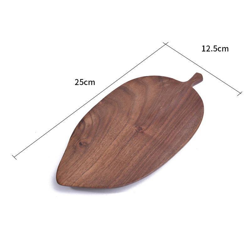 Handmade Solid Wood Dim Sum Snack Fruit Leaf Tray