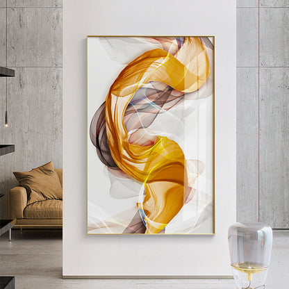 Abstract Yellow Grey Canvas Painting | Modern Wall Art