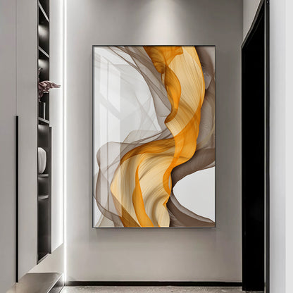 Abstract Yellow Grey Canvas Painting | Modern Wall Art