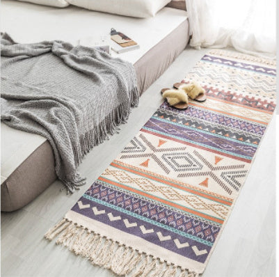 Hand Woven Cotton Linen Bohemian Rug