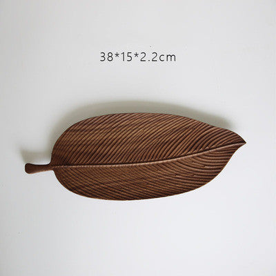 Handmade Solid Wood Dim Sum Snack Fruit Leaf Tray