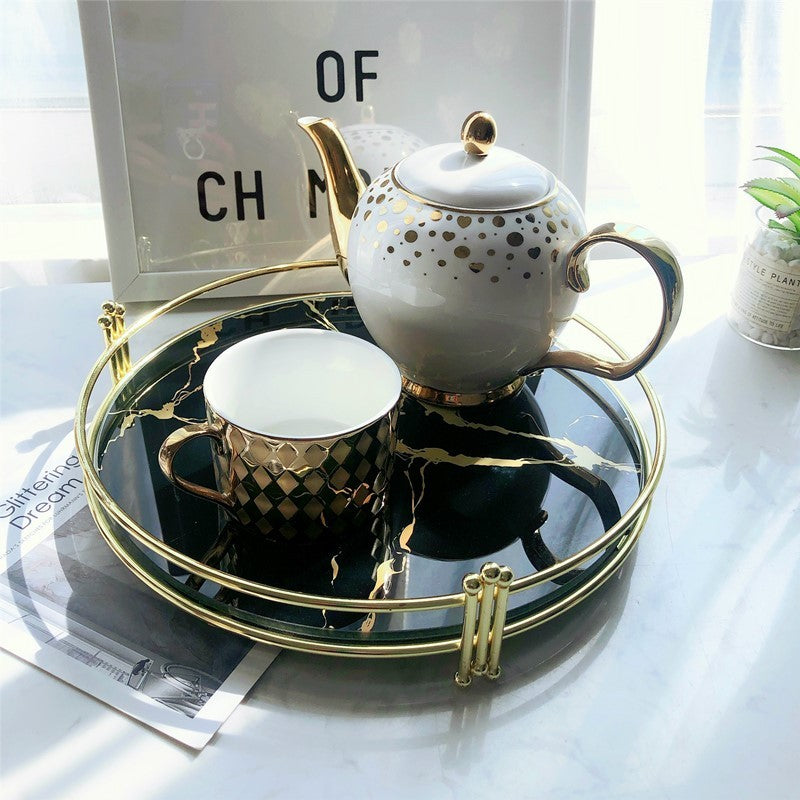 Marble Tempered Glass Living Room Tea Tray